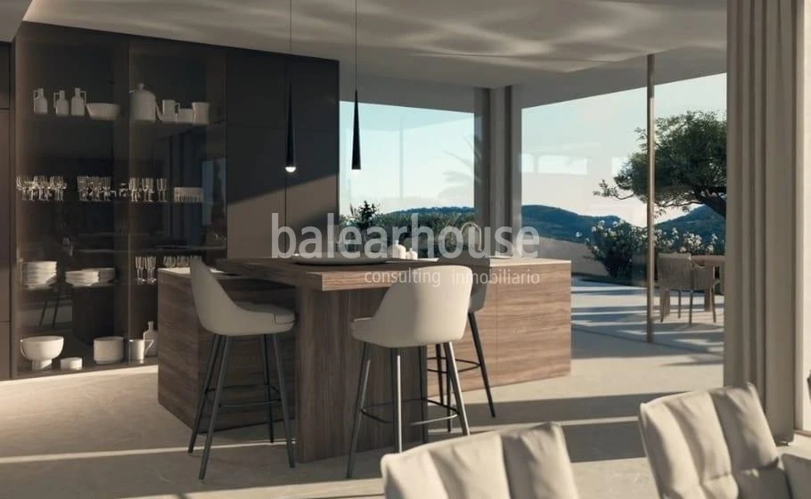Außergewöhnliches Grundstück mit Meerblick und Villenprojekt im exklusiven Puerto de Andratx
