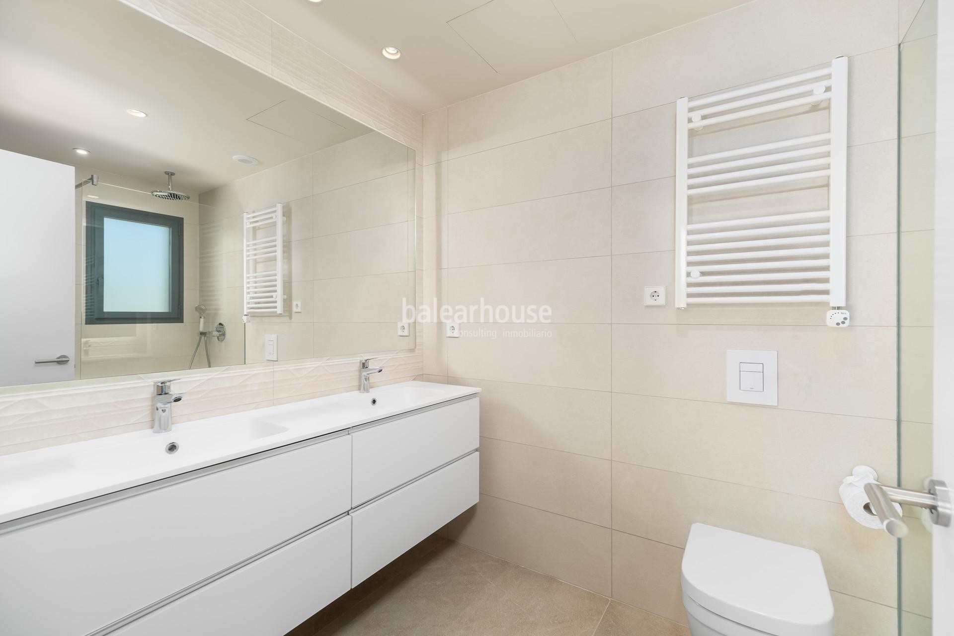 Moderna brand new villa with garden and terraces in a well-kept complex with pool in Sa Teulera