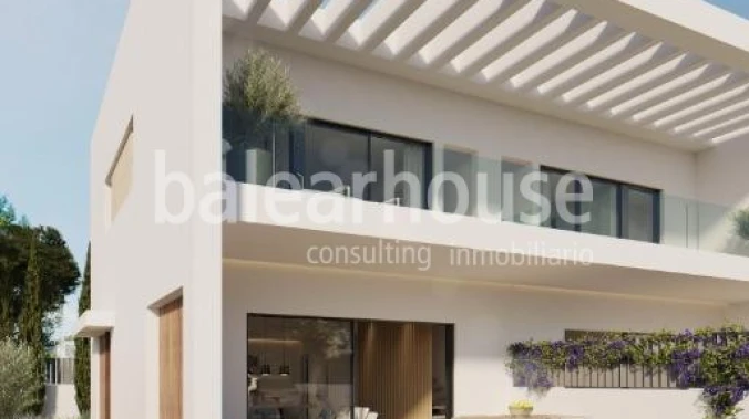 Modern newly built villa in Marratxí, with terraces, garden, swimming pool and solarium.
