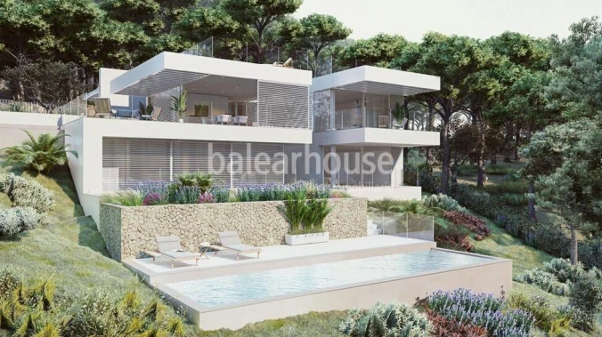 Herrliches Grundstück mit unverbaubarem Meerblick, Lizenz und großem Villenprojekt in Camp de Mar