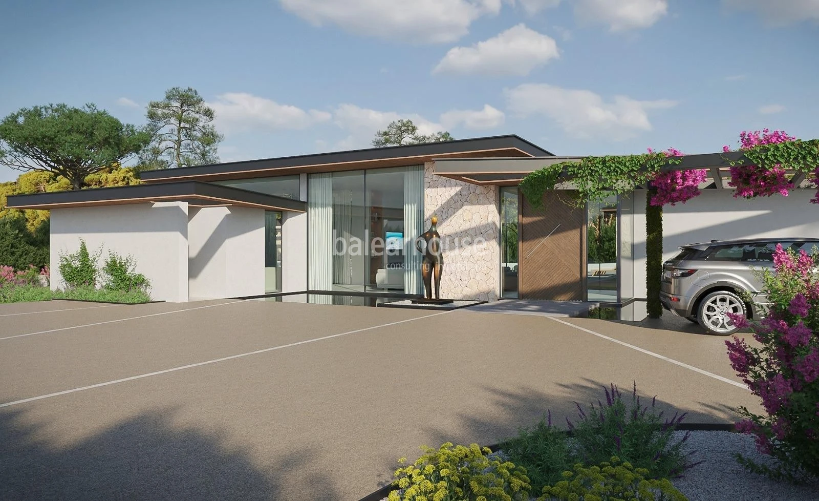 Estupendo solar con licencia y proyecto de gran villa cerca del golf y del mar en Santa Ponsa