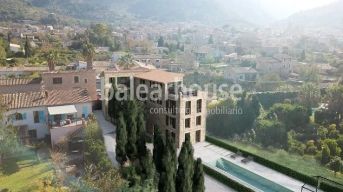 Projekt einer großen rustikalen Finca mit modernem Design und Blick auf die Berge in Sóller