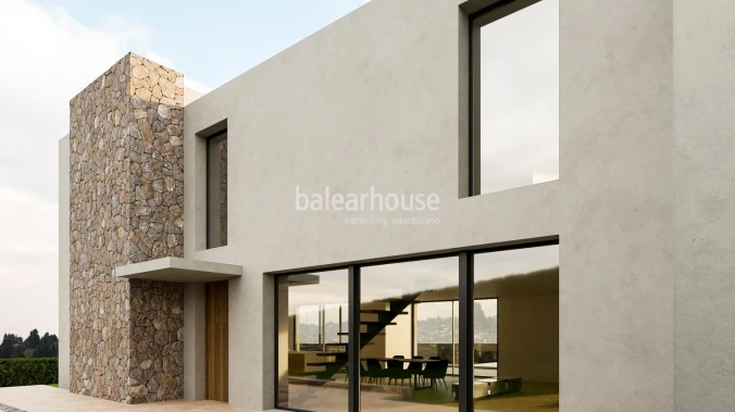 Grundstück mit Projekt für eine moderne Villa mit Meerblick in Cala Vinyas