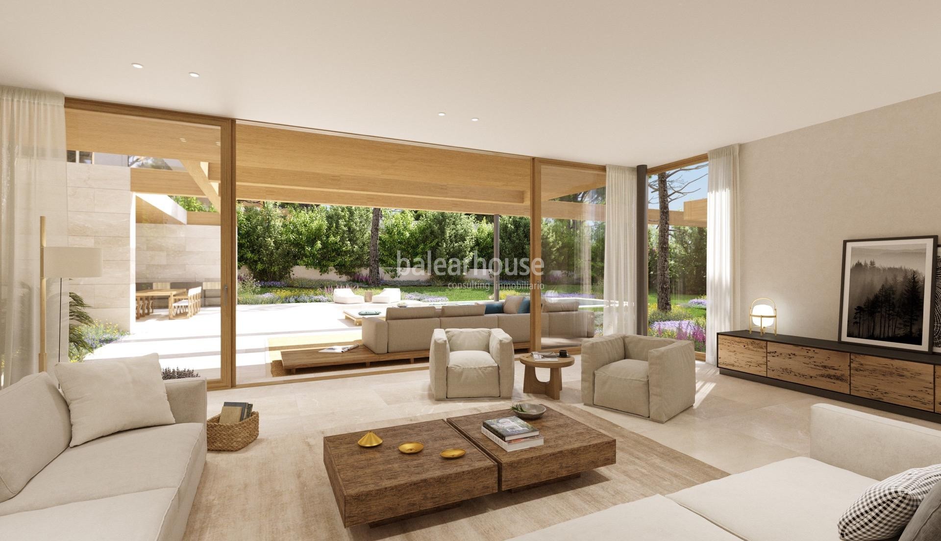 Spectacular land with beautiful sea views, project and license of three villas in Santa Ponsa