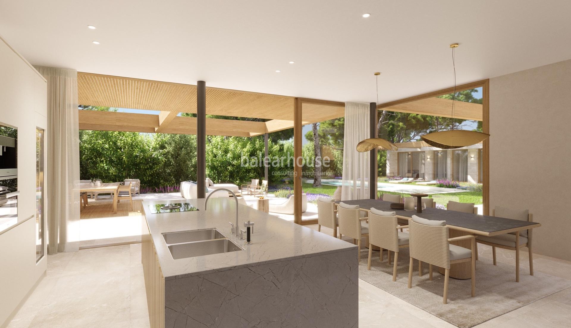 Spectacular land with beautiful sea views, project and license of three villas in Santa Ponsa