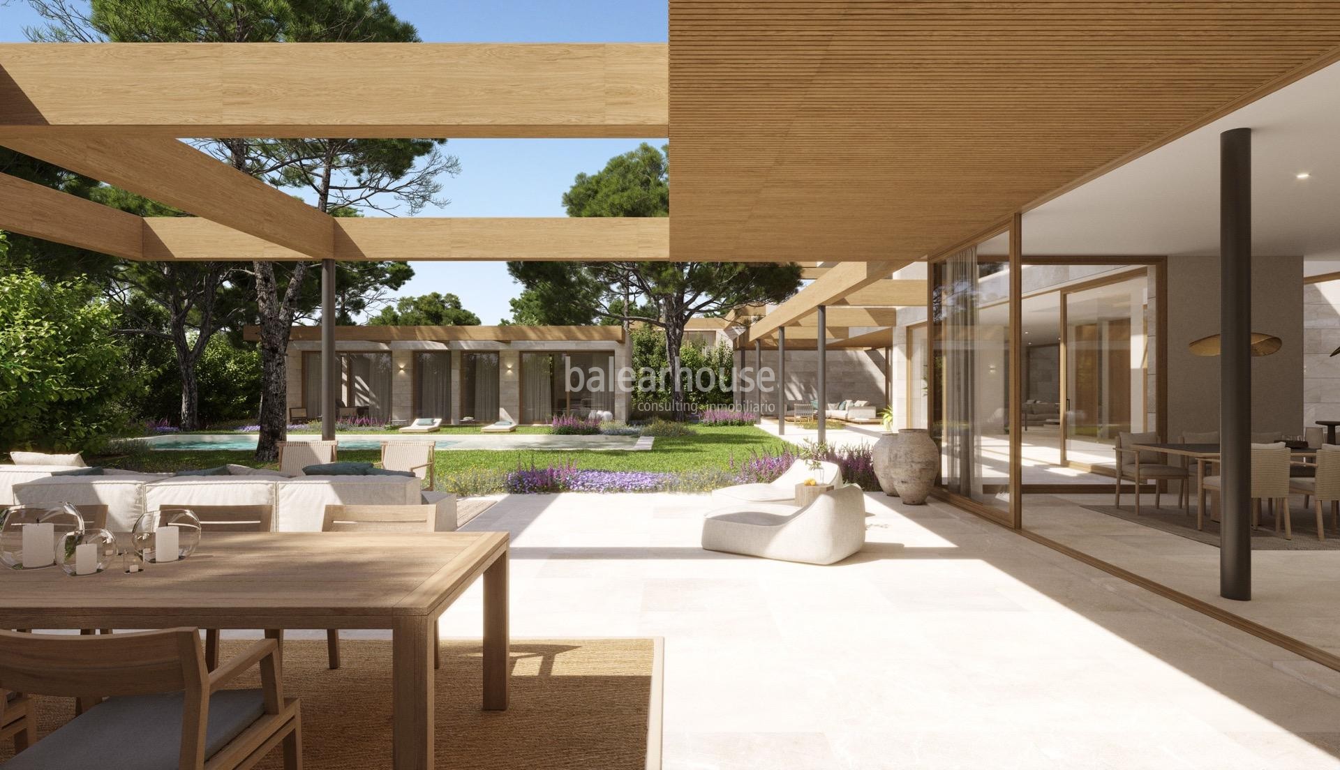 Spectacular land with beautiful sea views, project and license of three villas in Santa Ponsa