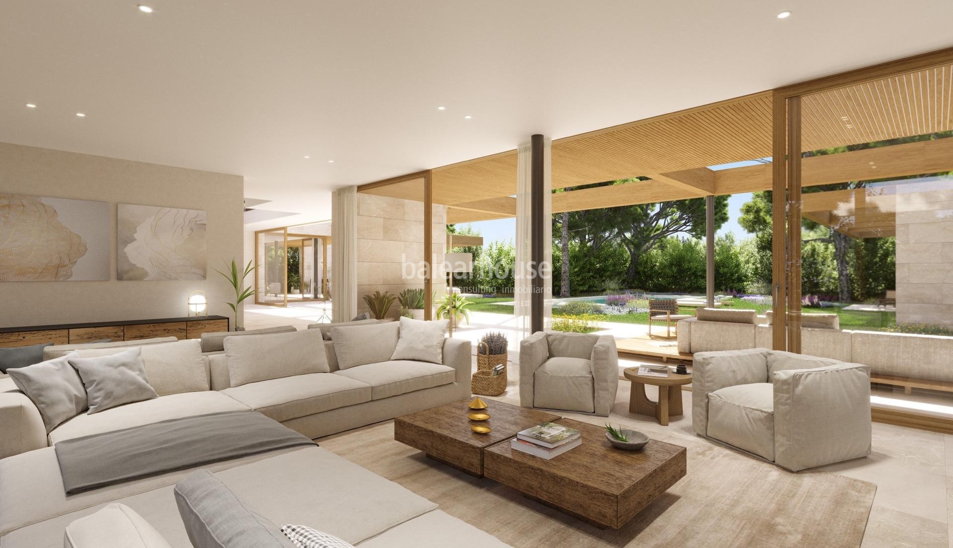 Spectacular land with beautiful sea views, project and license of three villas in Santa Ponsa