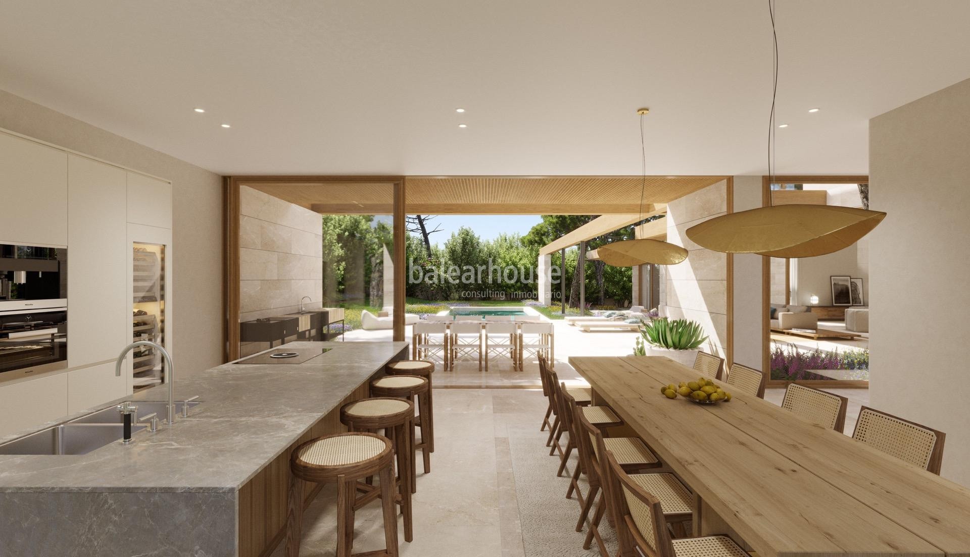 Spectacular land with beautiful sea views, project and license of three villas in Santa Ponsa