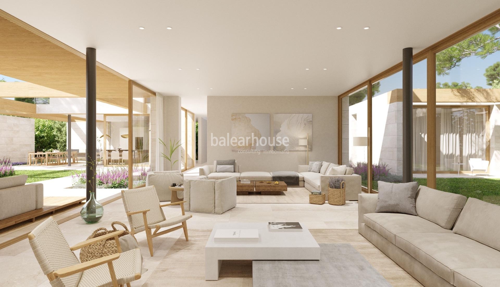 Spectacular land with beautiful sea views, project and license of three villas in Santa Ponsa