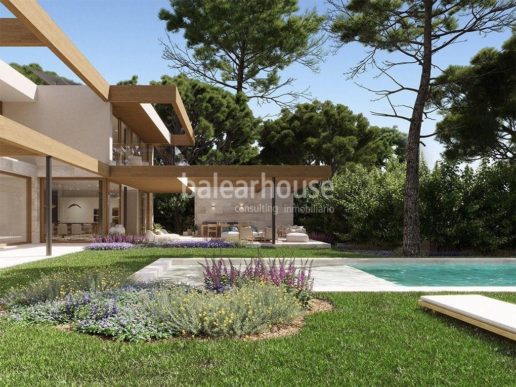 Spectacular land with beautiful sea views, project and license of three villas in Santa Ponsa