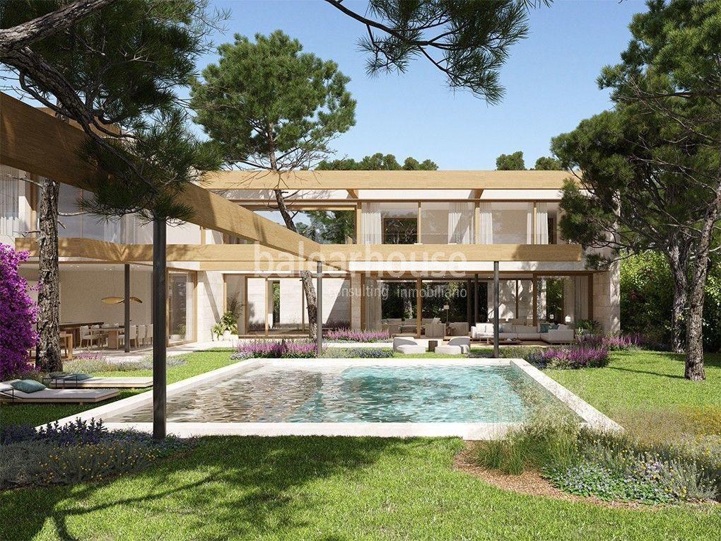 Spectacular land with beautiful sea views, project and license of three villas in Santa Ponsa