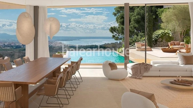 Ausgezeichnetes Grundstück in Son Vida mit Projekt und einzigartigem Blick auf das Meer und Palma in