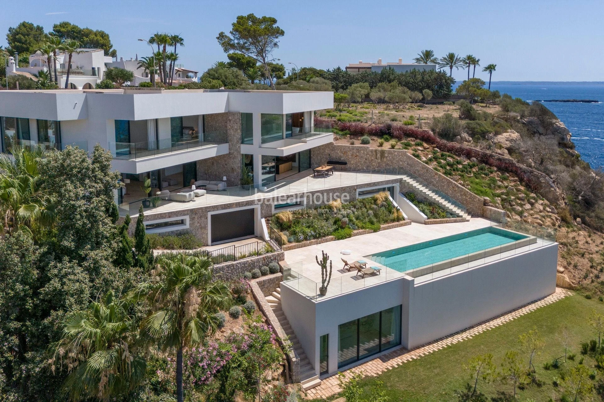 Impressive newly built seafront villa with spectacular views and sea access in Sol de Mallorca