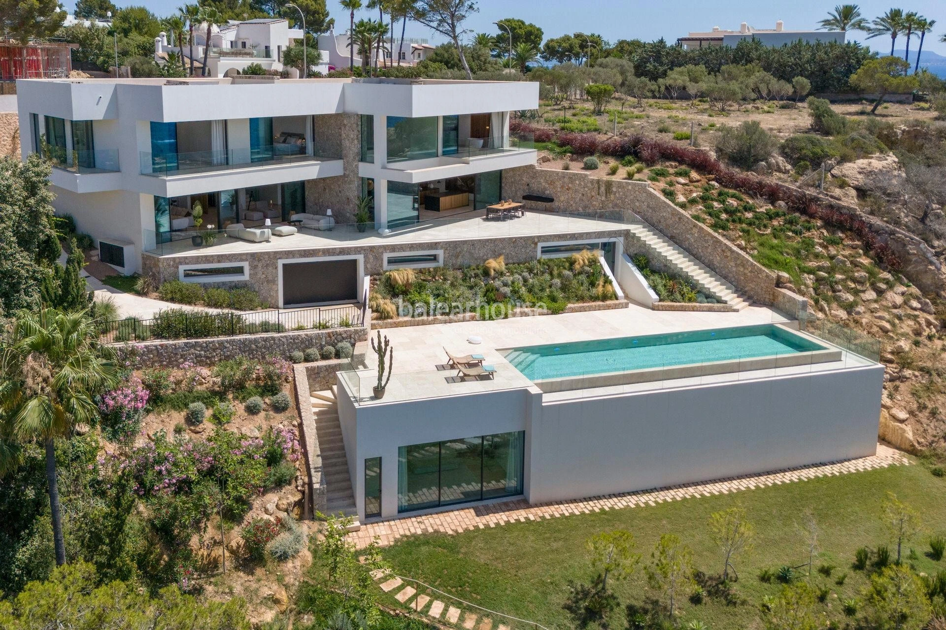 Impressive newly built seafront villa with spectacular views and sea access in Sol de Mallorca