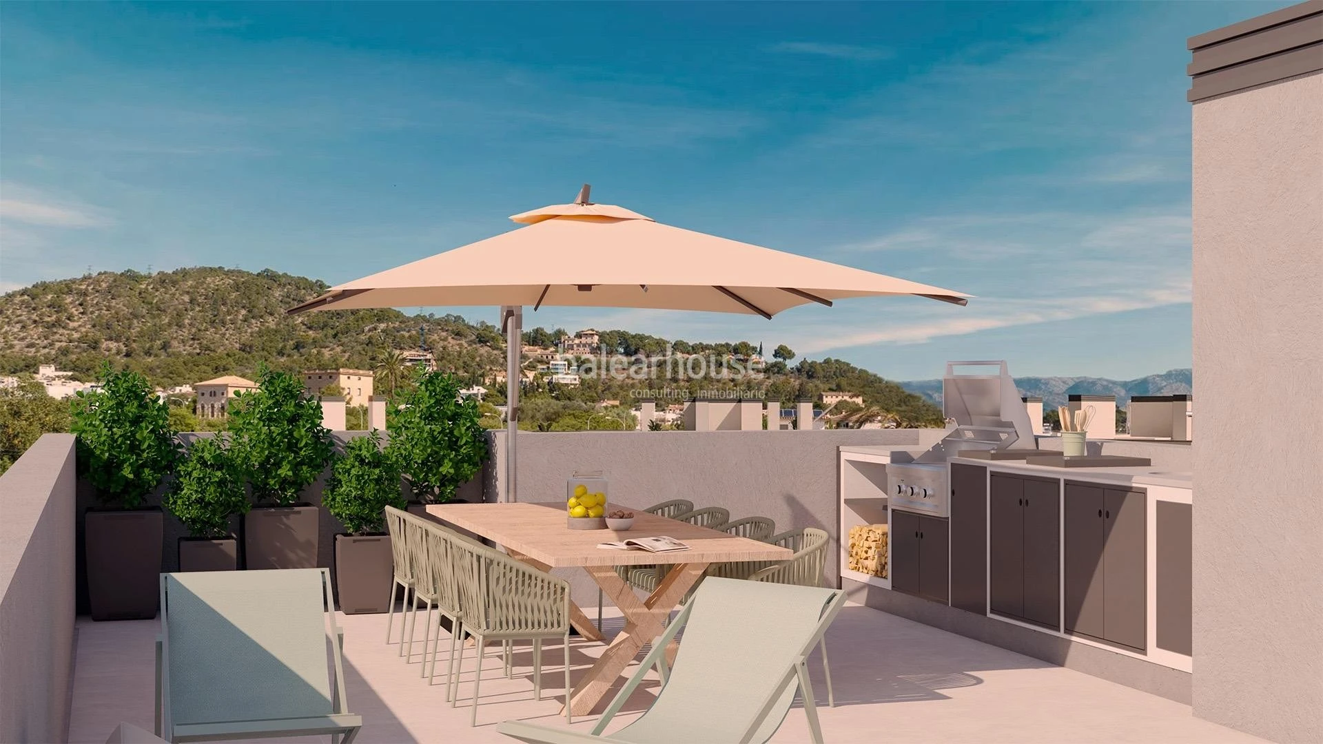 Altas calidades y diseño moderno en este ático nuevo junto al golf y zonas verdes en Palma