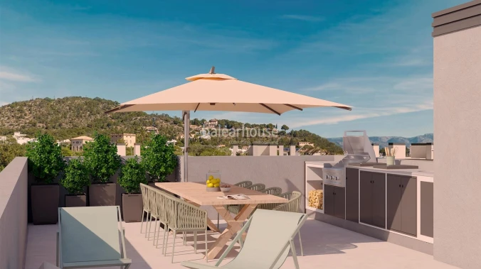 Altas calidades y diseño moderno en este ático nuevo junto al golf y zonas verdes en Palma