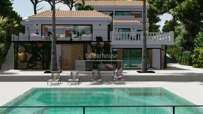 Excellent land with house and design villa project in the coastal area of Costa d'en Blanes