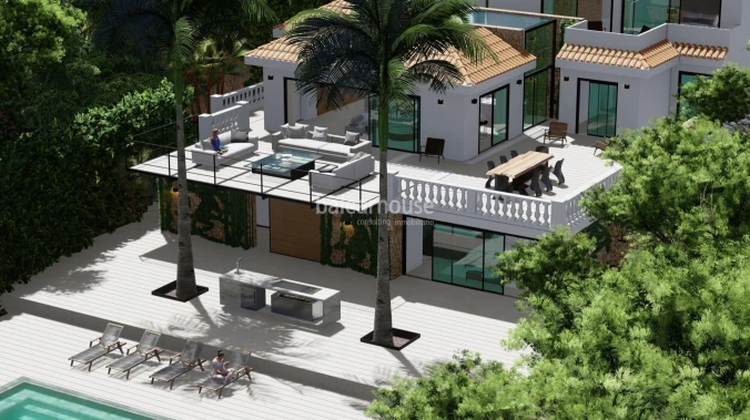 Excellent land with house and design villa project in the coastal area of Costa d'en Blanes