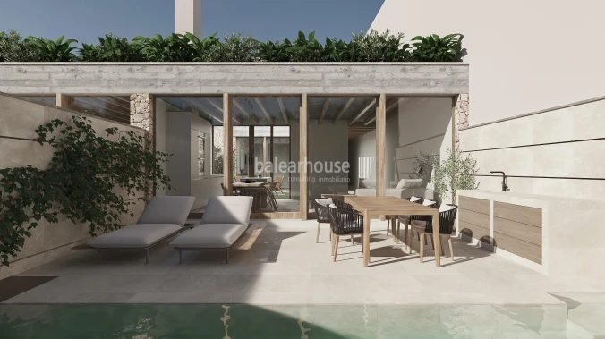 Modern new build townhouses with private pool, terraces and garden next to Santa Catalina