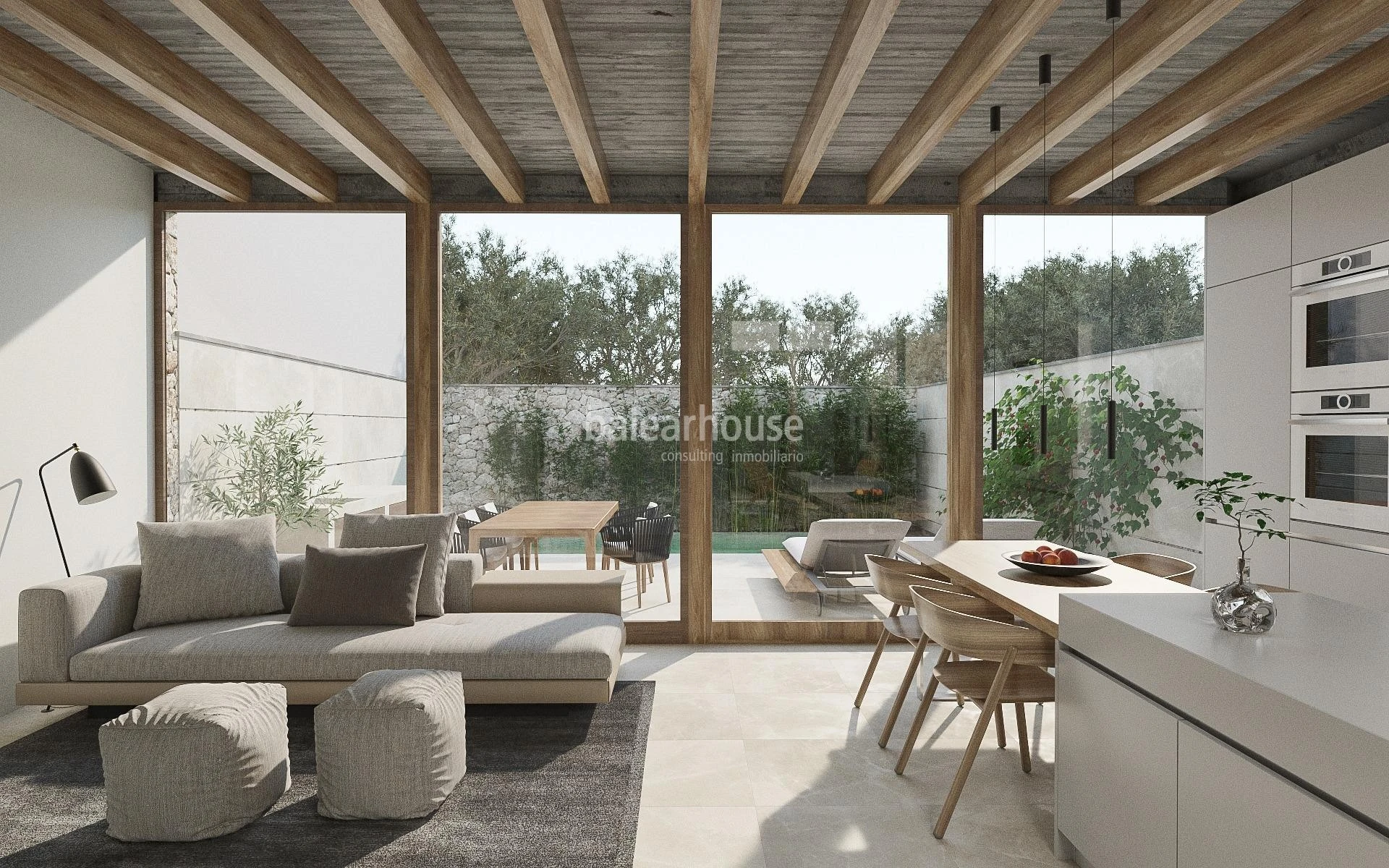 Moderne Neubau-Stadthäuser mit privatem Pool, Terrassen und Garten neben Santa Catalina