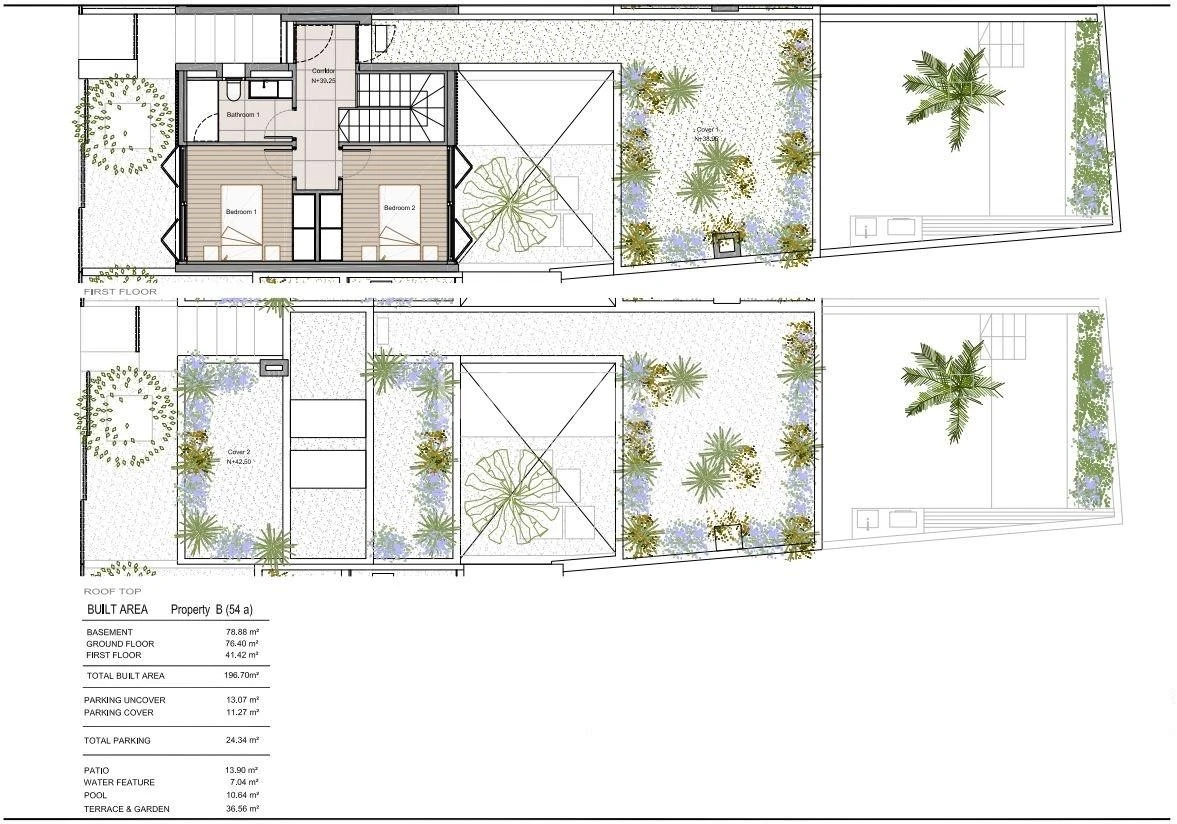 Moderne Neubau-Stadthäuser mit privatem Pool, Terrassen und Garten neben Santa Catalina