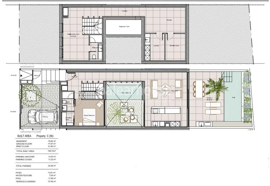 Moderne Neubau-Stadthäuser mit privatem Pool, Terrassen und Garten neben Santa Catalina