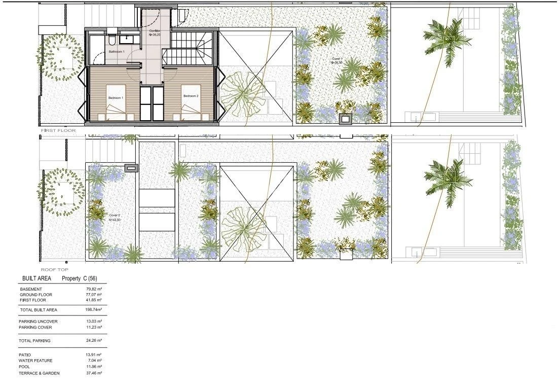 Moderne Neubau-Stadthäuser mit privatem Pool, Terrassen und Garten neben Santa Catalina