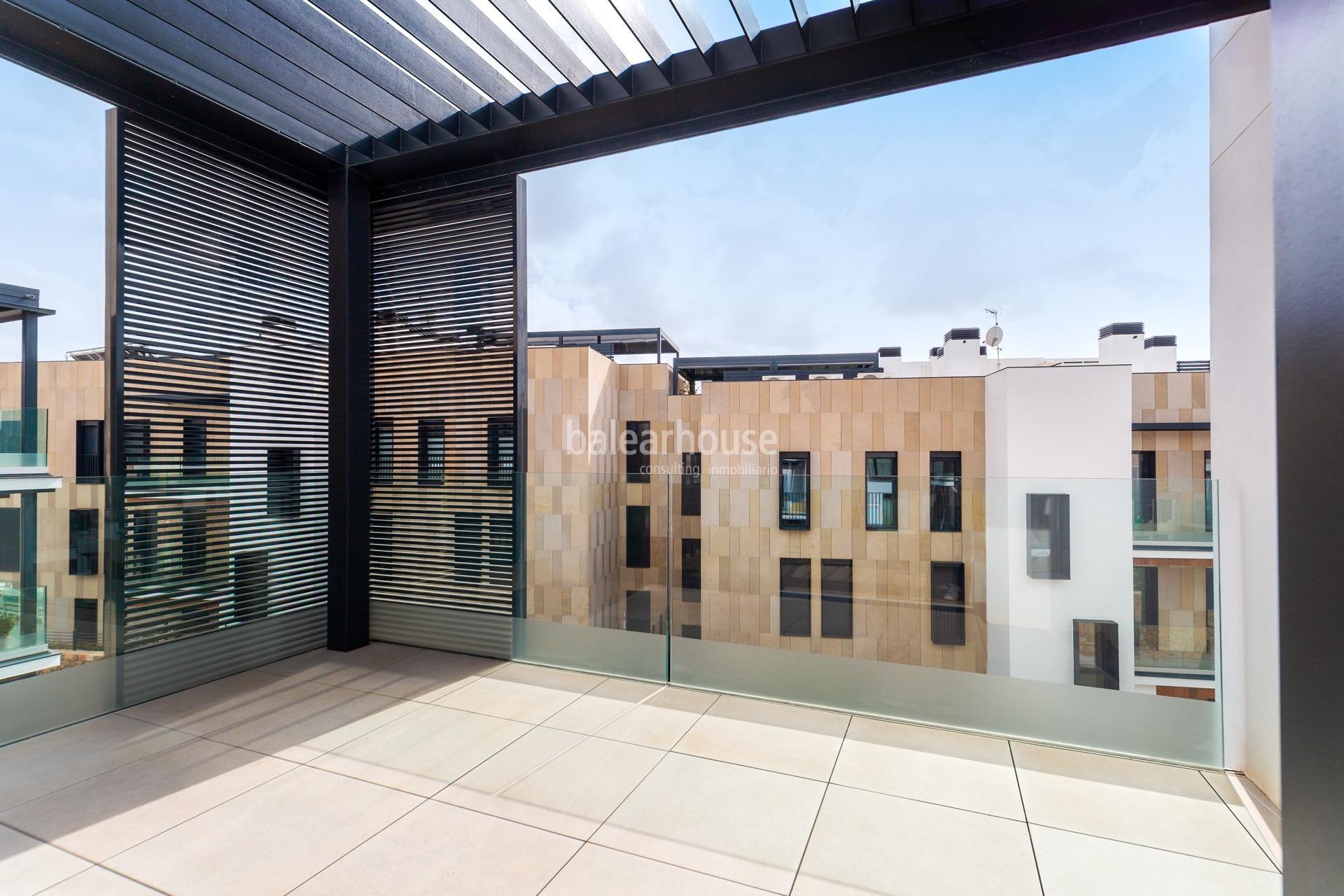Fantastisches neues Penthouse mit Solarium und freiem Blick neben dem Golfplatz in Son Quint