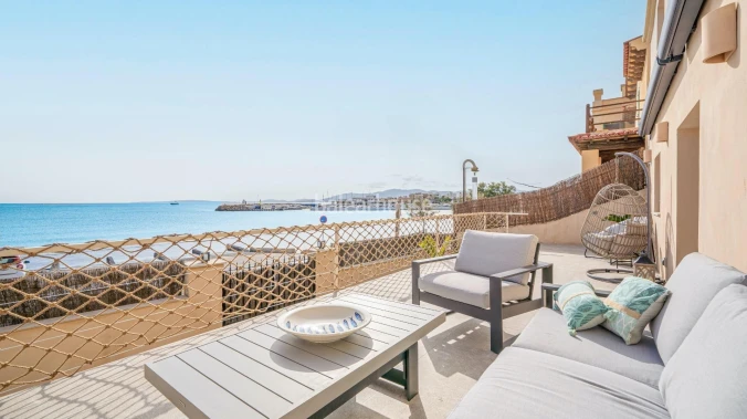 Fabulous Moderna beachfront villa with terraces large garden and swimming pool on the Costa de Palma