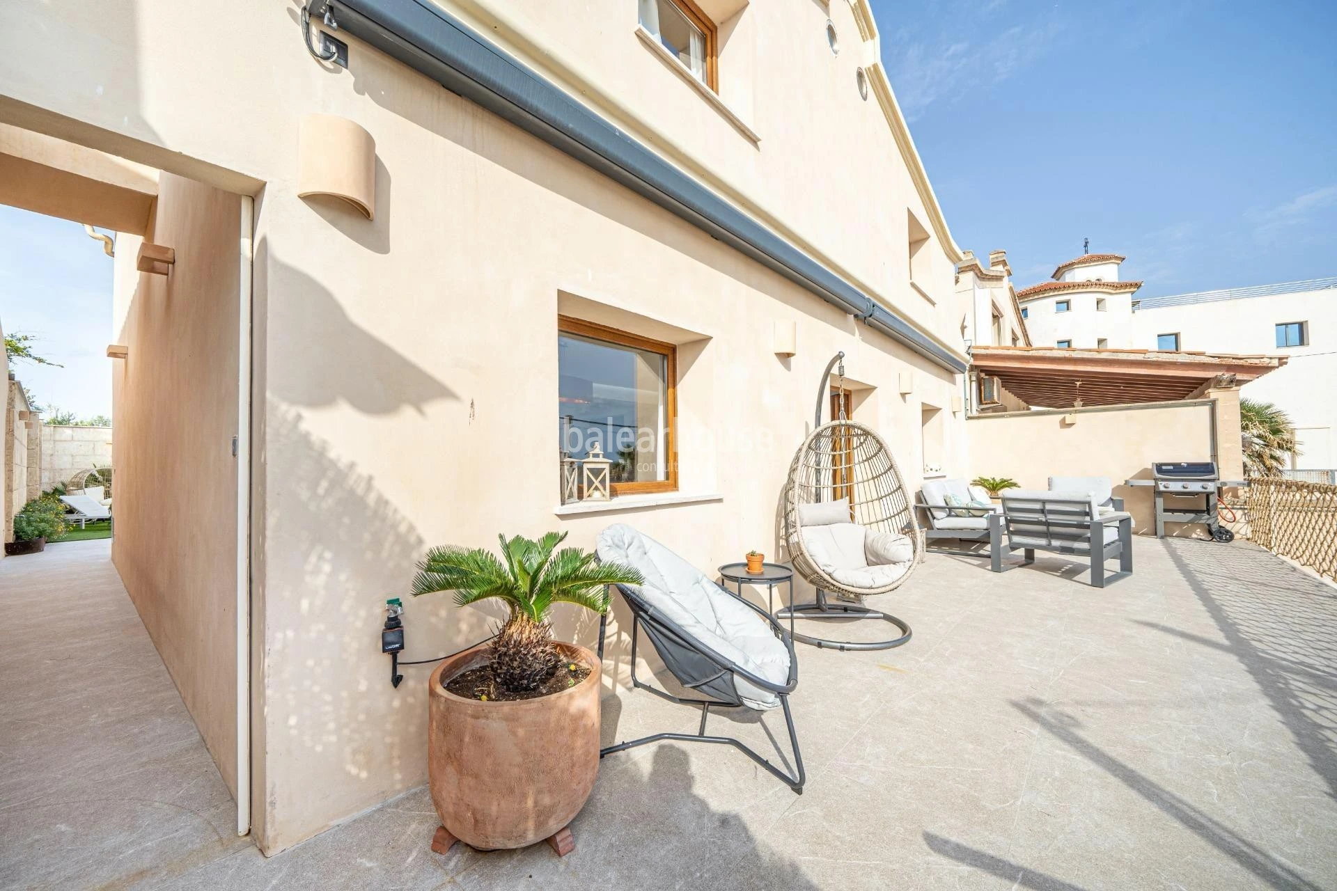 Fabulous Moderna beachfront villa with terraces large garden and swimming pool on the Costa de Palma