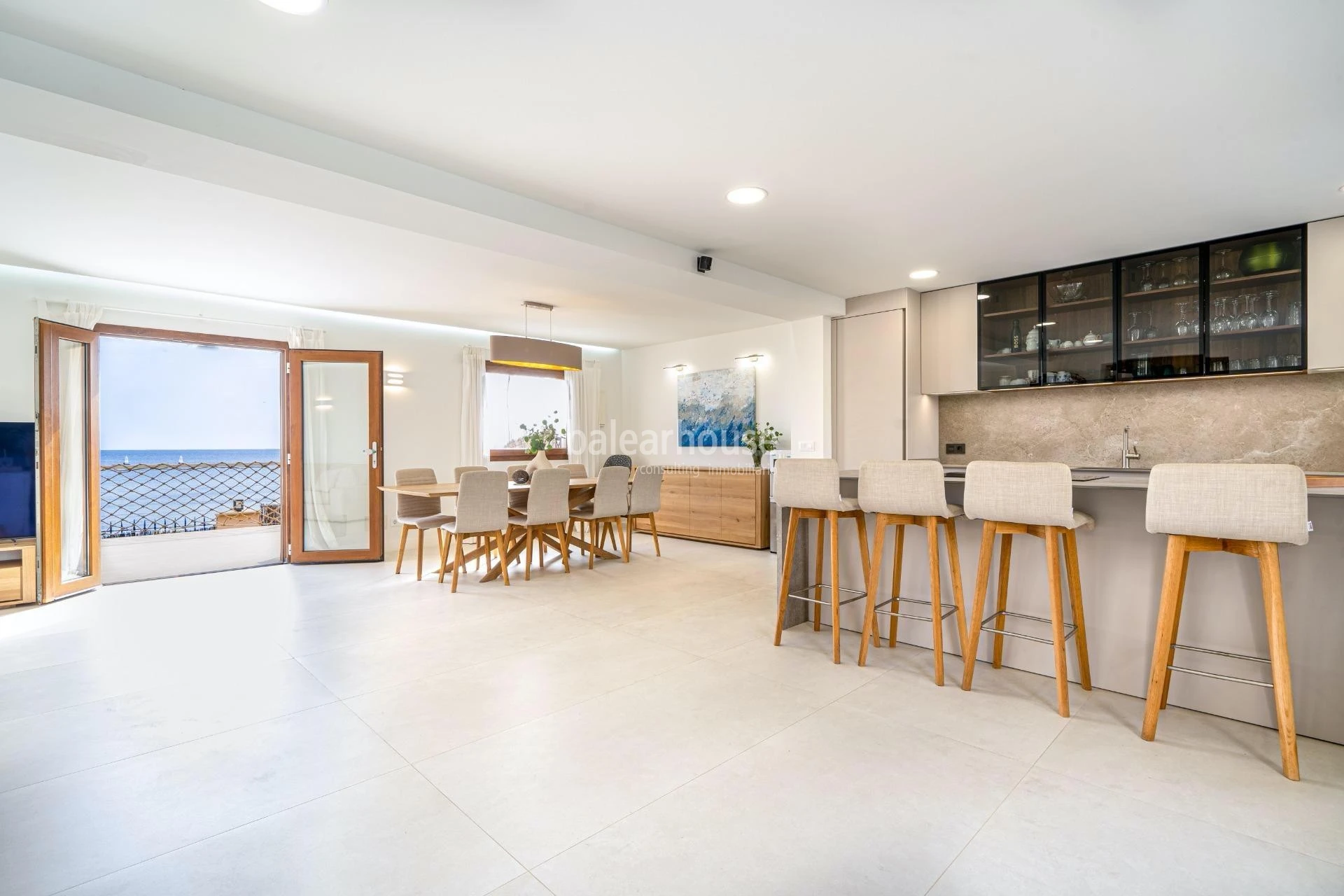 Fabulous Moderna beachfront villa with terraces large garden and swimming pool on the Costa de Palma