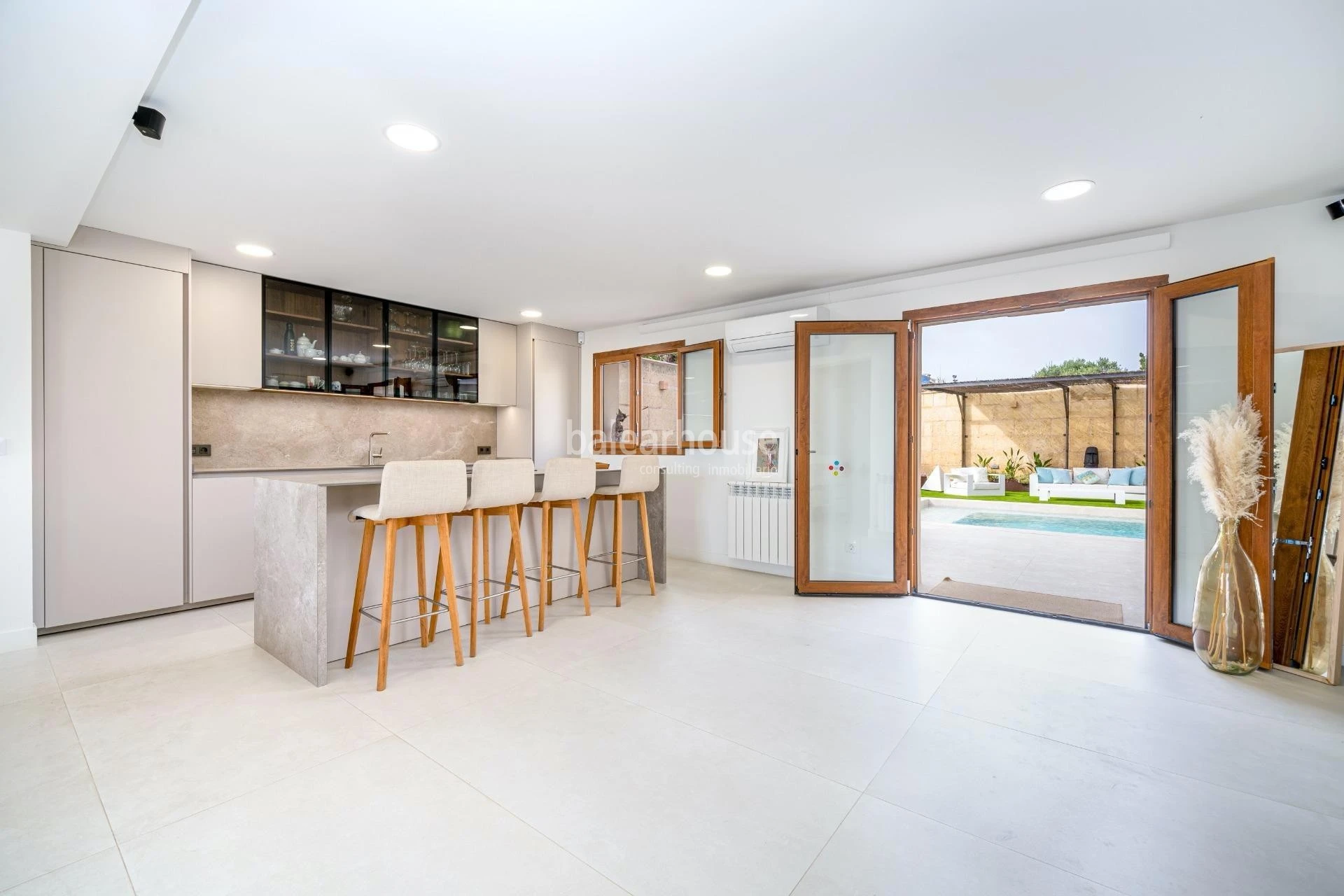 Fabulous Moderna beachfront villa with terraces large garden and swimming pool on the Costa de Palma