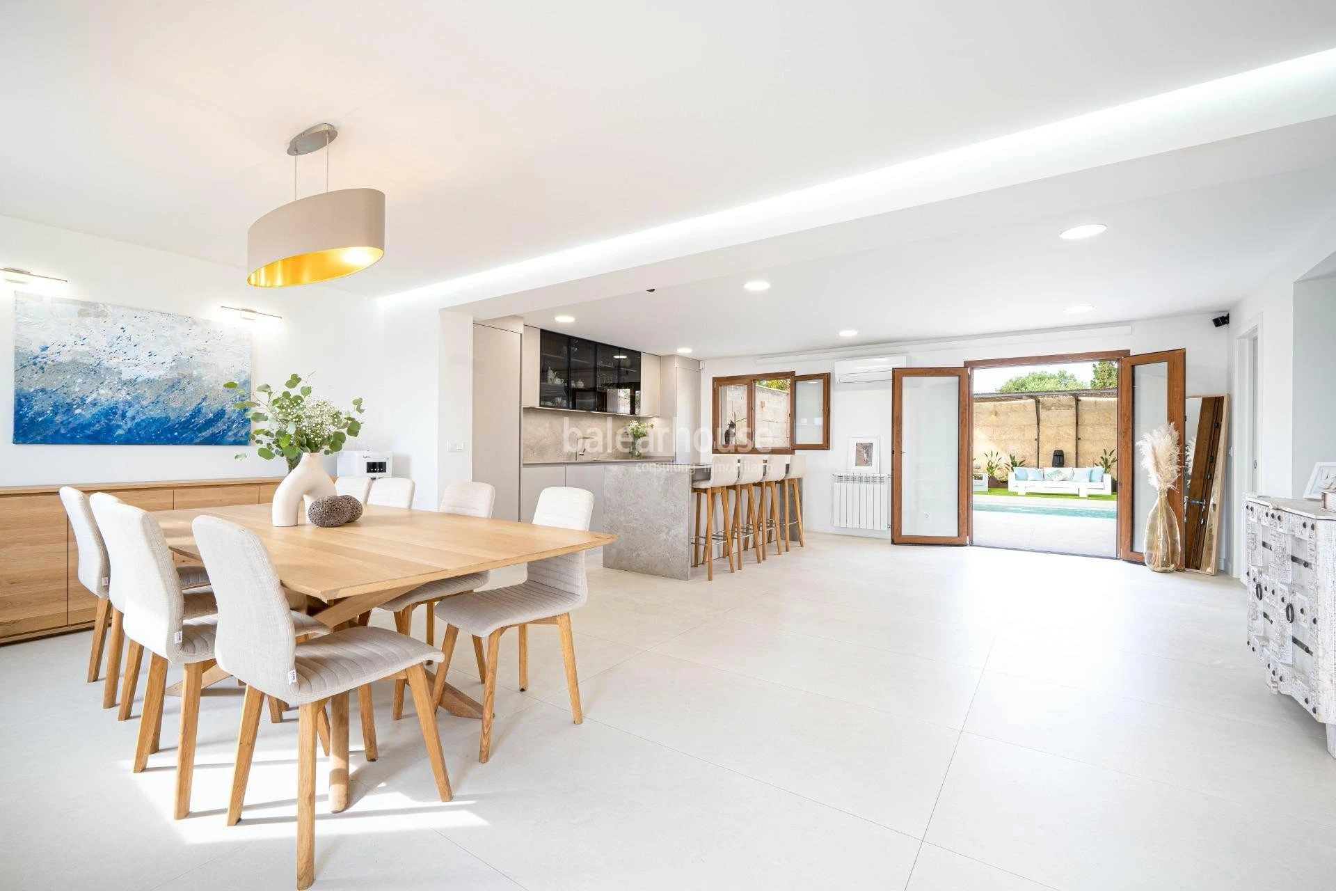 Fabulous Moderna beachfront villa with terraces large garden and swimming pool on the Costa de Palma