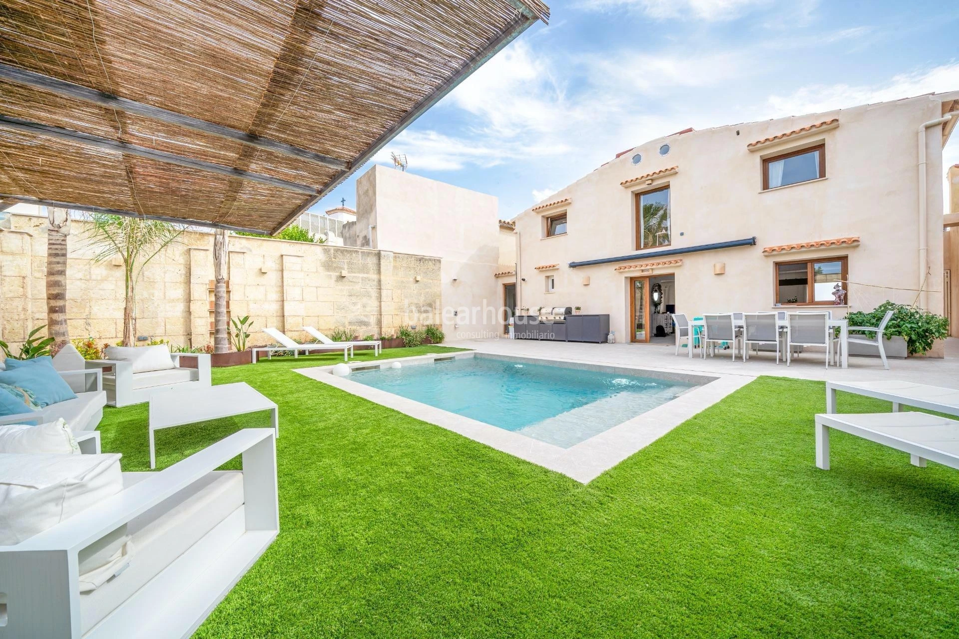 Fabulous Moderna beachfront villa with terraces large garden and swimming pool on the Costa de Palma