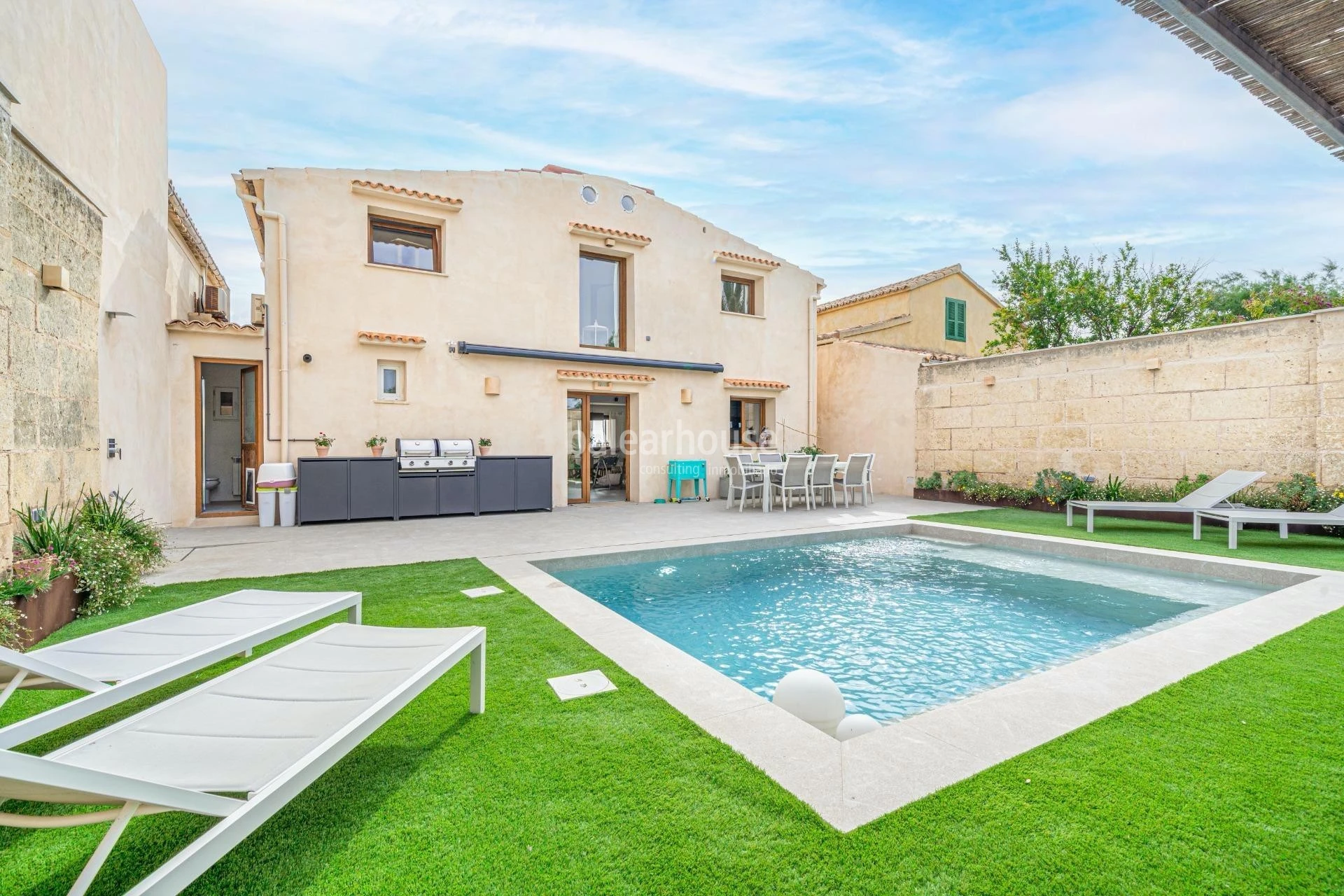 Fabulous Moderna beachfront villa with terraces large garden and swimming pool on the Costa de Palma
