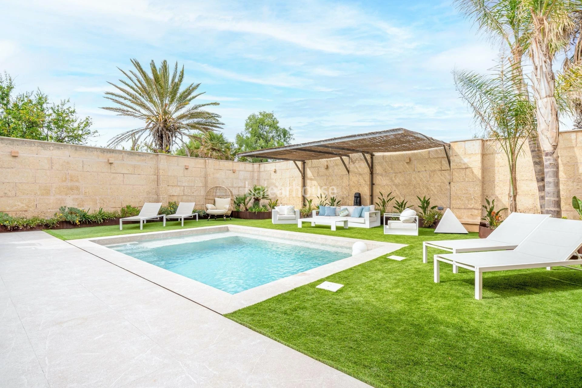 Fabulous Moderna beachfront villa with terraces large garden and swimming pool on the Costa de Palma