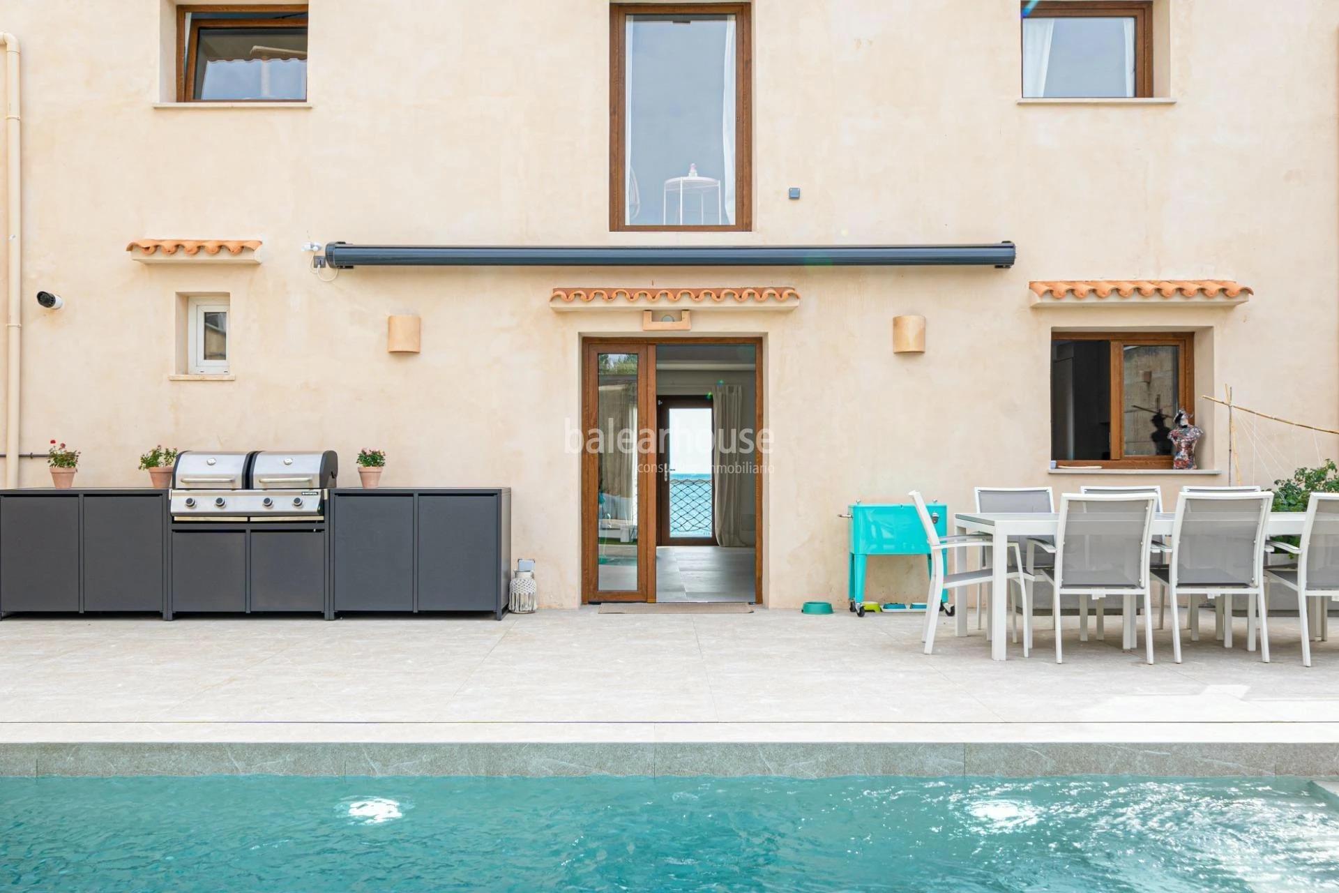 Fabulous Moderna beachfront villa with terraces large garden and swimming pool on the Costa de Palma
