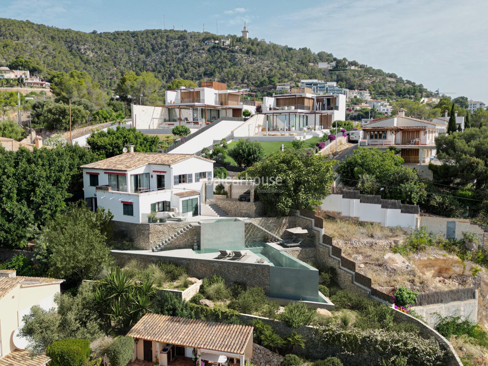 Ausgezeichnete Villa auf dem Gipfel von Génova mit spektakulärem Meerblick auf Palma.
