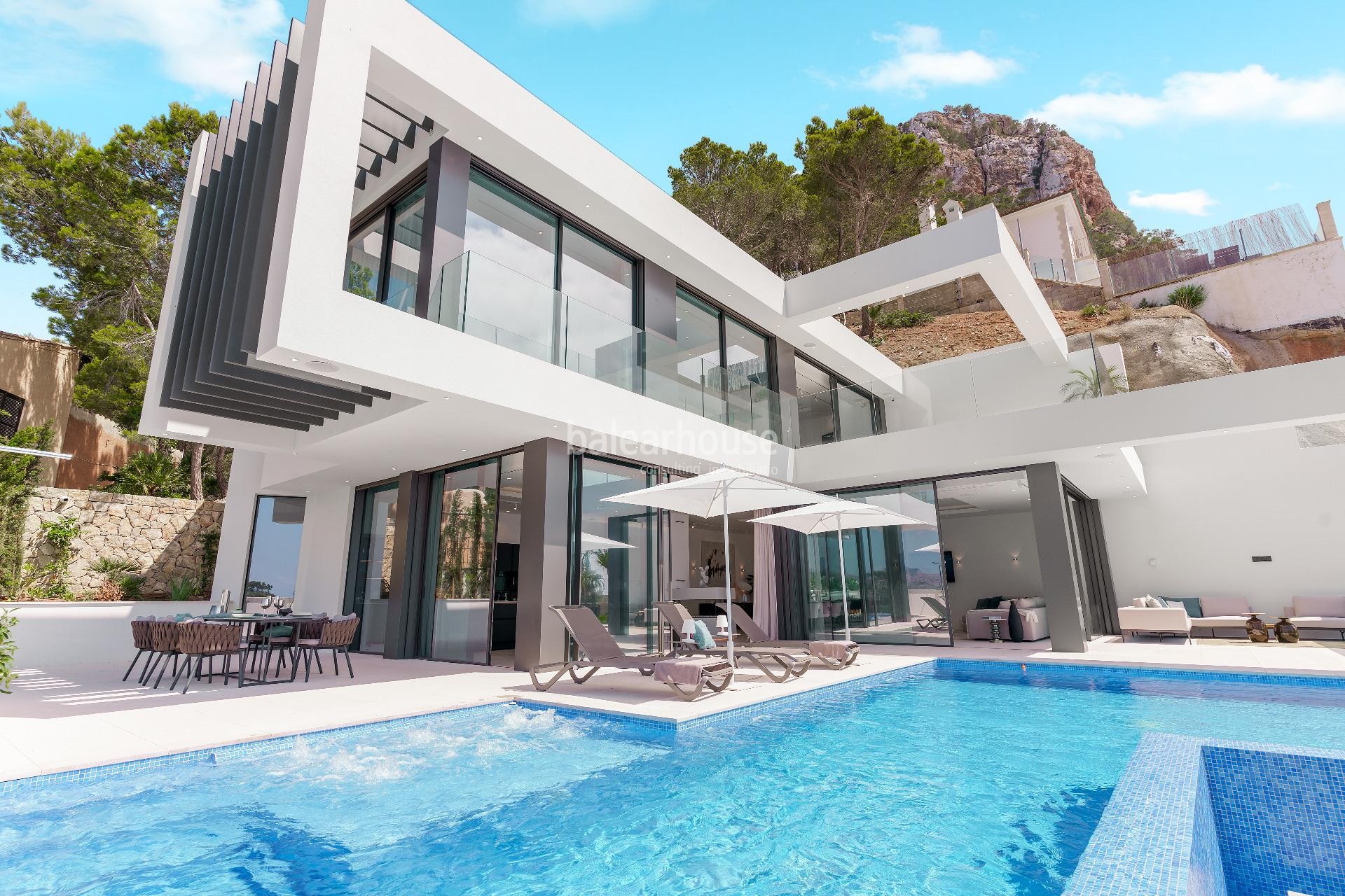 Exklusive Neubauvilla in Cala Llamp mit atemberaubenden Meeresblicken