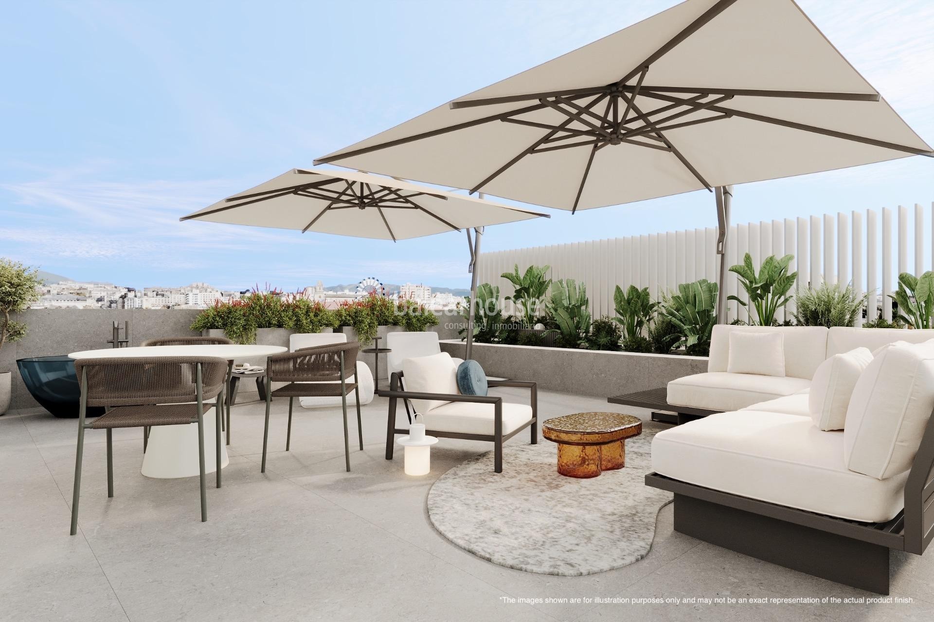 Fantastic new house in a complex with high qualities and sea views next to Portixol