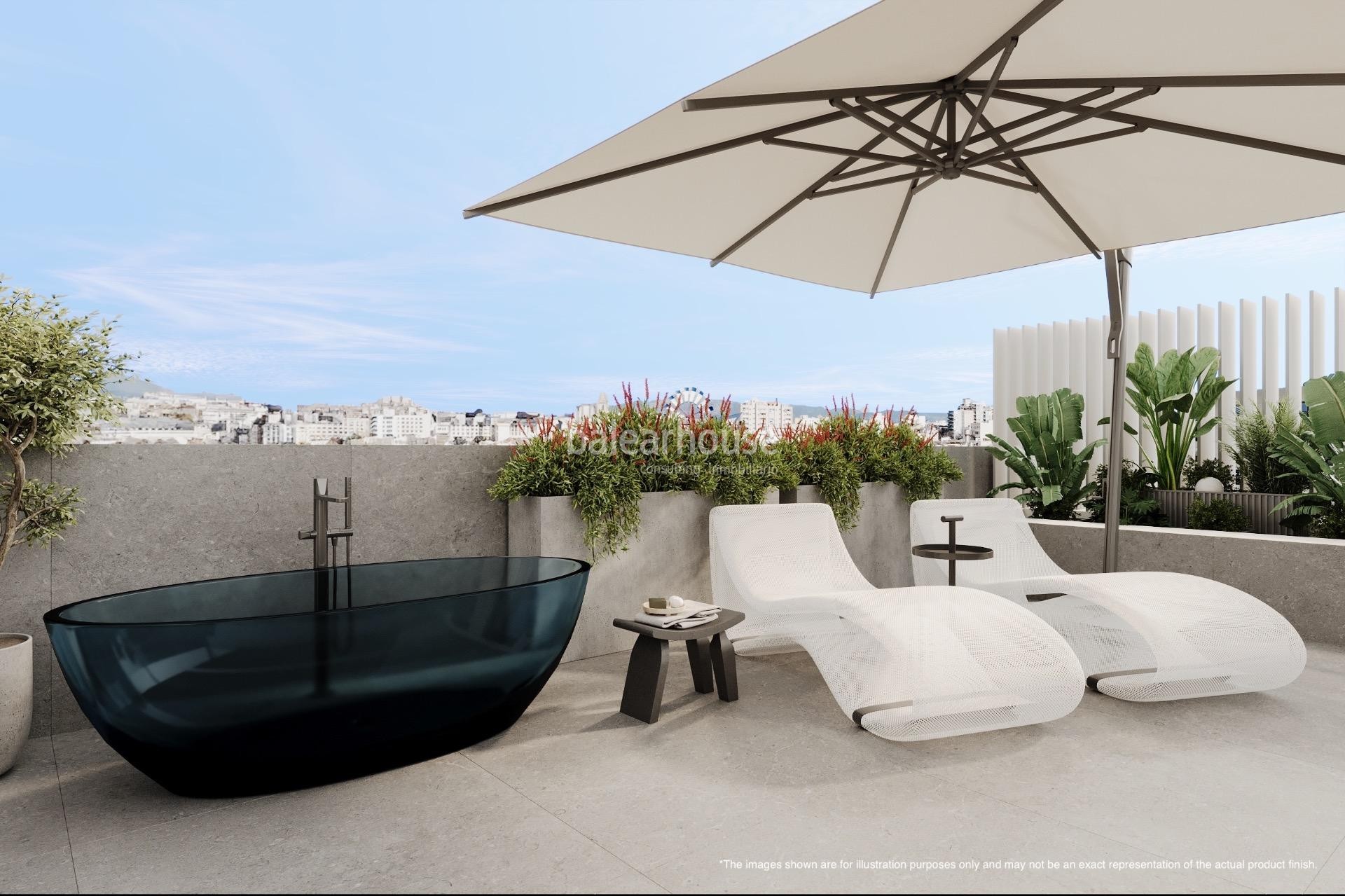 Fantastic new house in a complex with high qualities and sea views next to Portixol