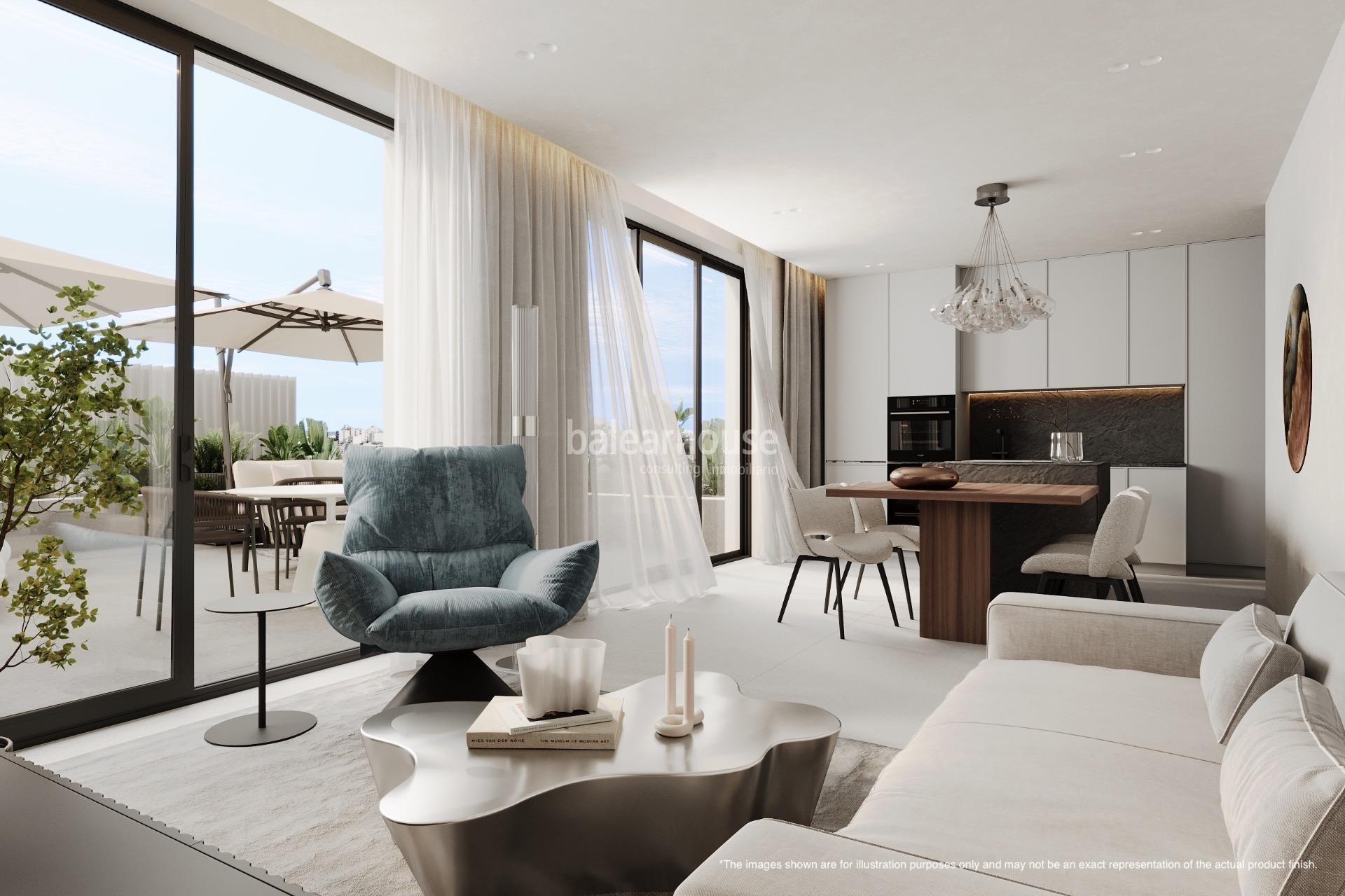 Fantastic new house in a complex with high qualities and sea views next to Portixol
