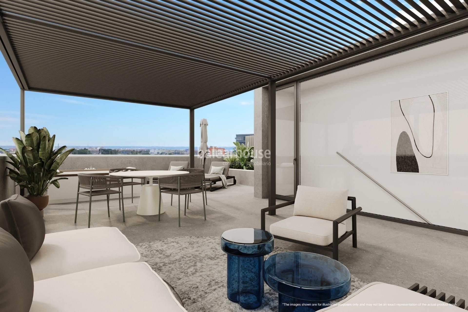 Stunning penthouse in an innovative complex with sea views next to Portixol