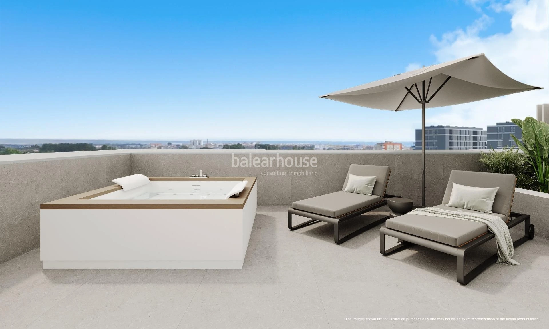 Atemberaubendes Penthouse in einer innovativen Anlage mit Meerblick neben Portixol