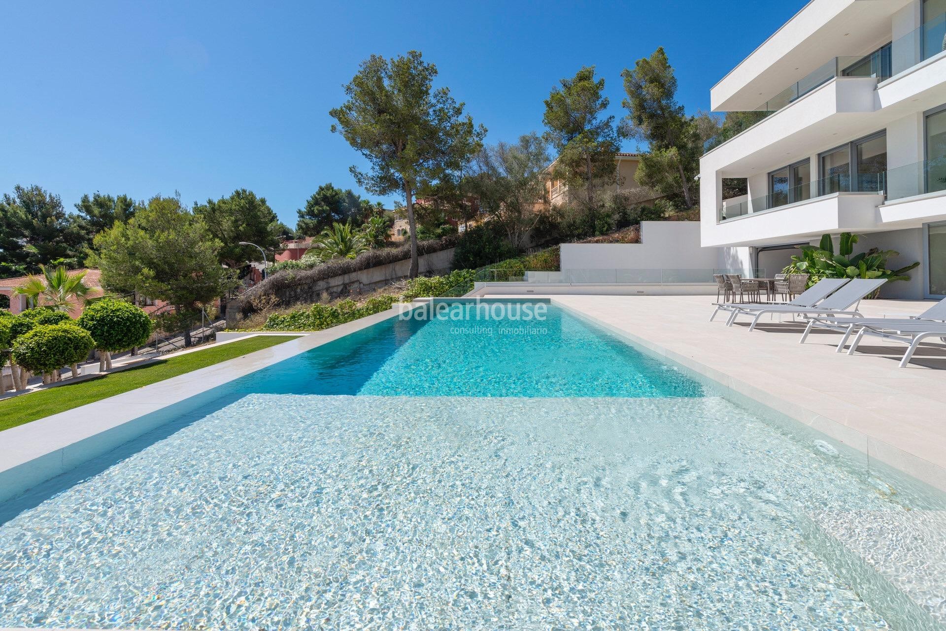 Wunderschöne neue Villa mit Meerblick in Palmanova, mit modernem Design, Terrassen Moderna und Gärte
