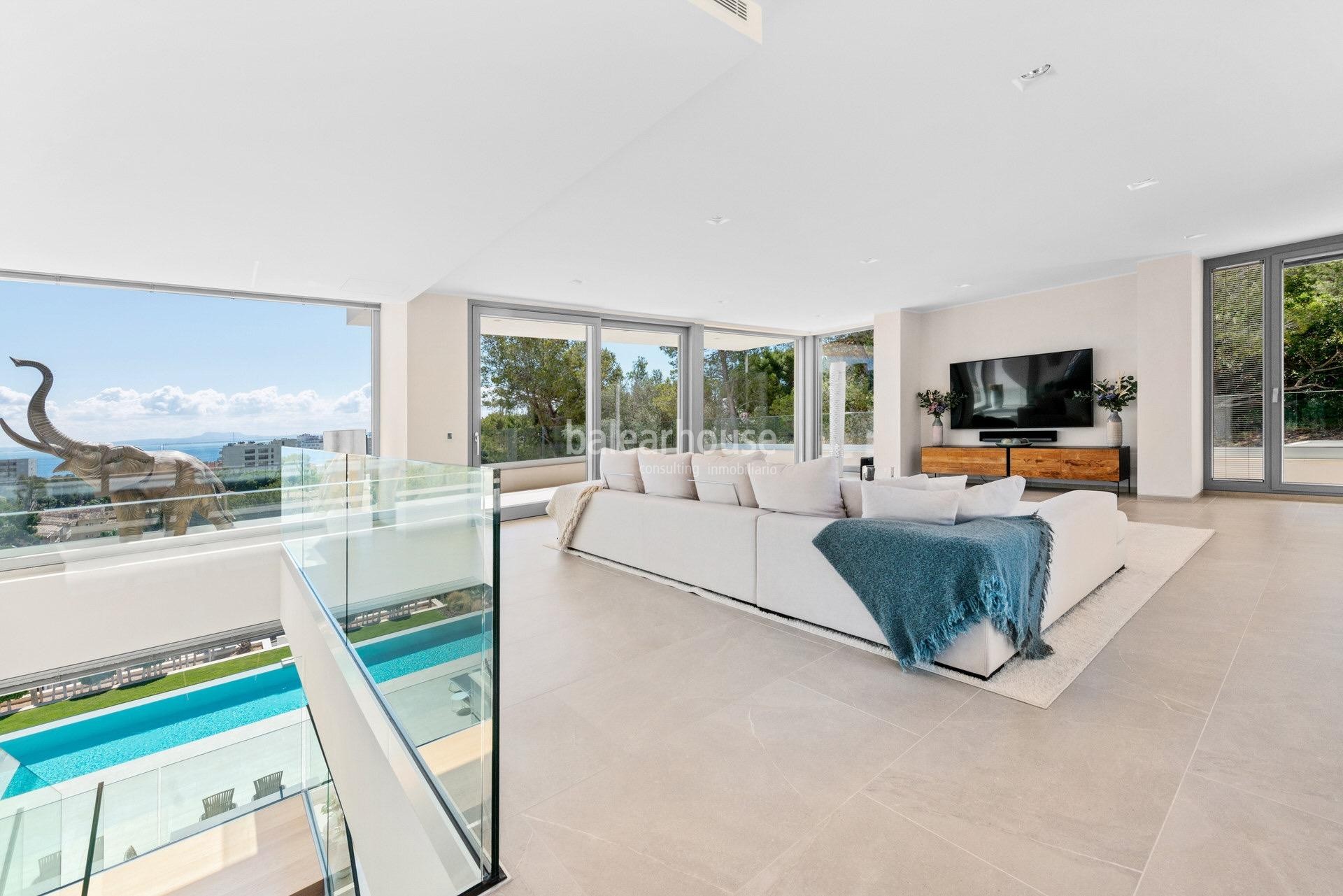 Wunderschöne neue Villa mit Meerblick in Palmanova, mit modernem Design, Terrassen Moderna und Gärte