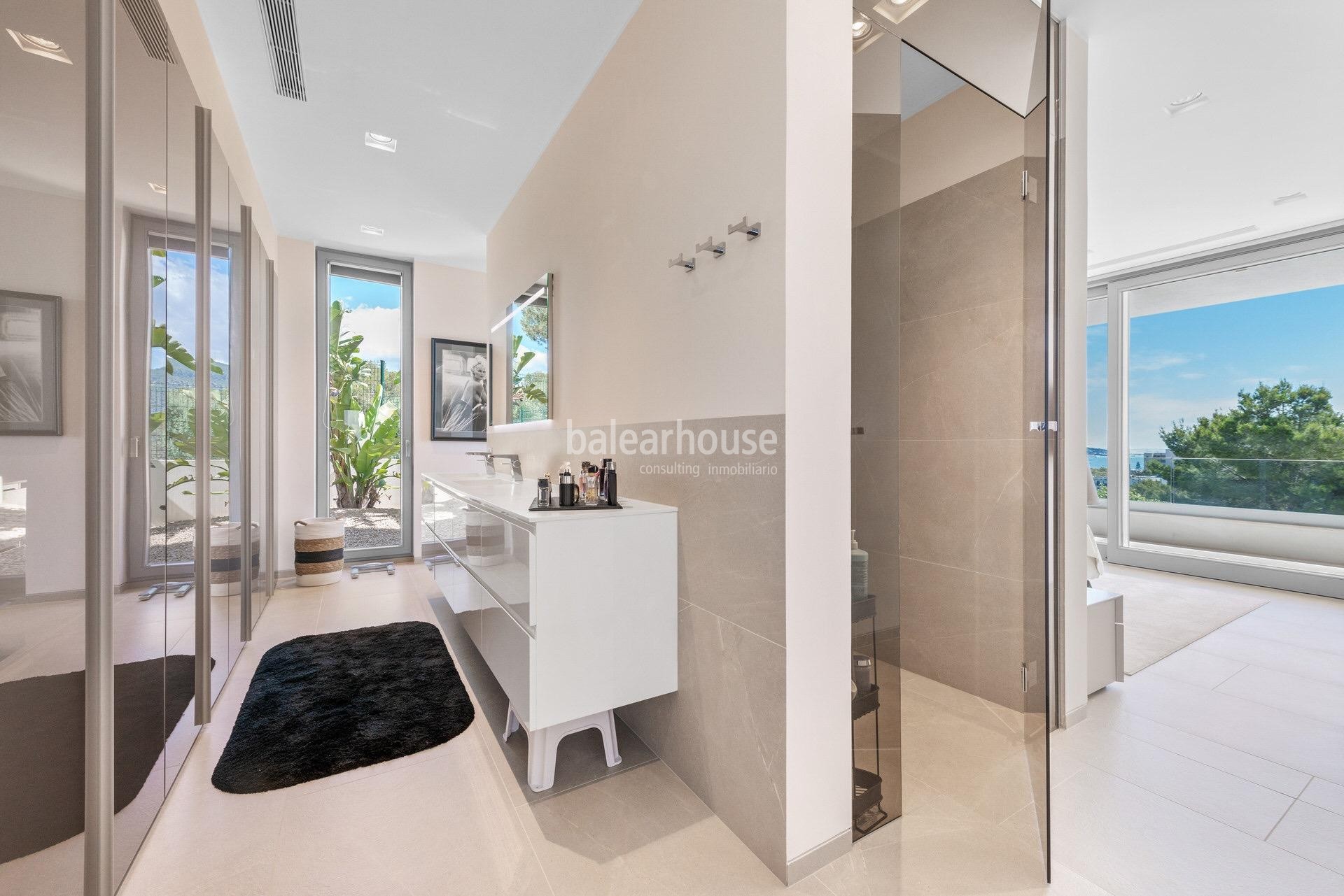 Wunderschöne neue Villa mit Meerblick in Palmanova, mit modernem Design, Terrassen Moderna und Gärte