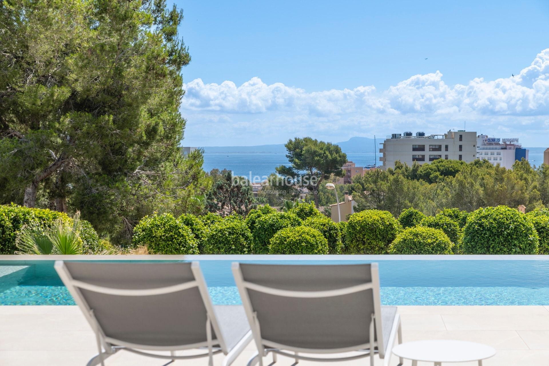 Wunderschöne neue Villa mit Meerblick in Palmanova, mit modernem Design, Terrassen Moderna und Gärte