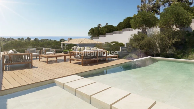 Modern luxury villa under construction with panoramic views in Portals