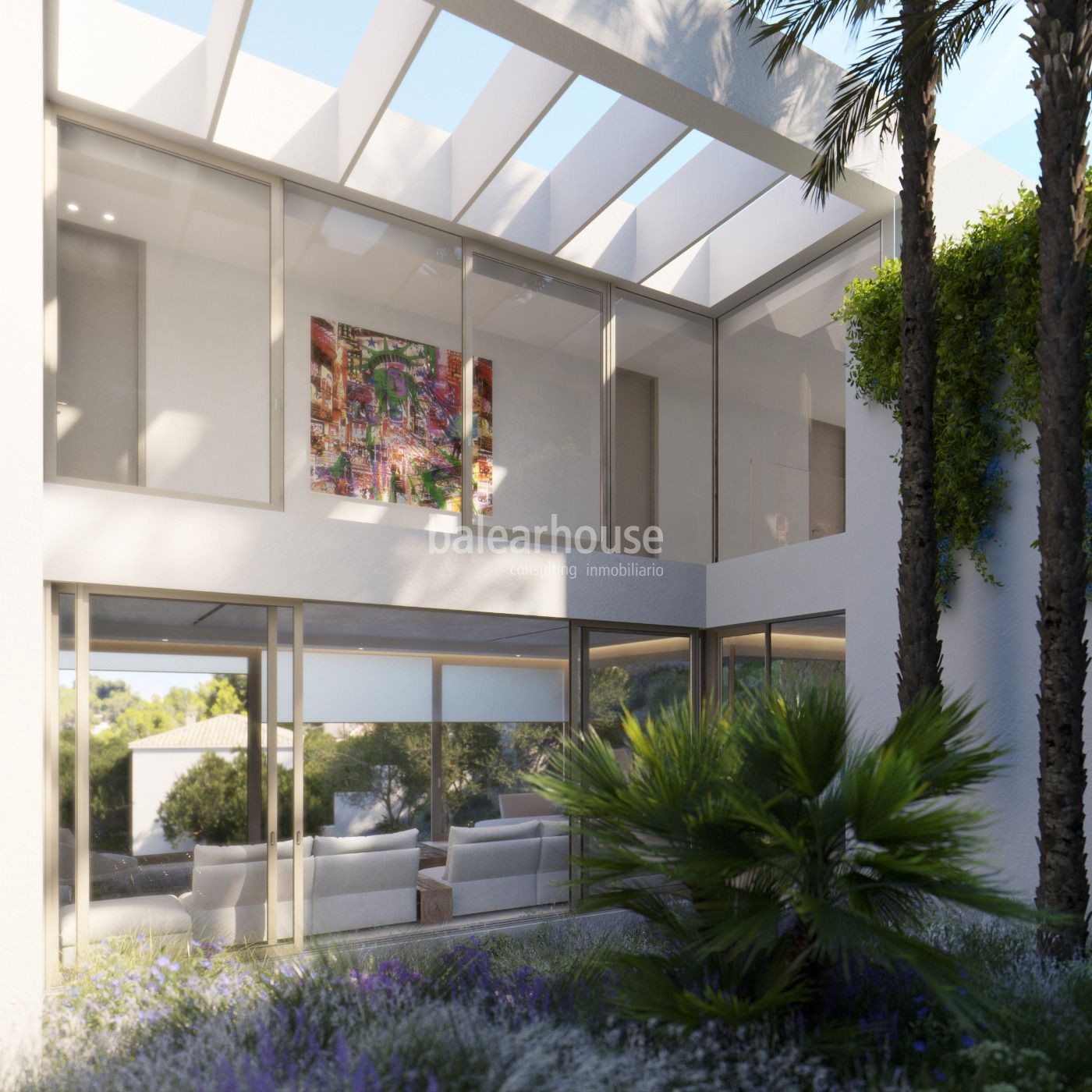 Villa moderna de lujo en construcción con vistas panoramicas en Portals